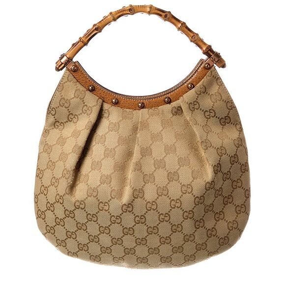 Gucci Handbags - Gucci Beige Gg Canvas Bamboo Bag (Authentic Pre-Loved)